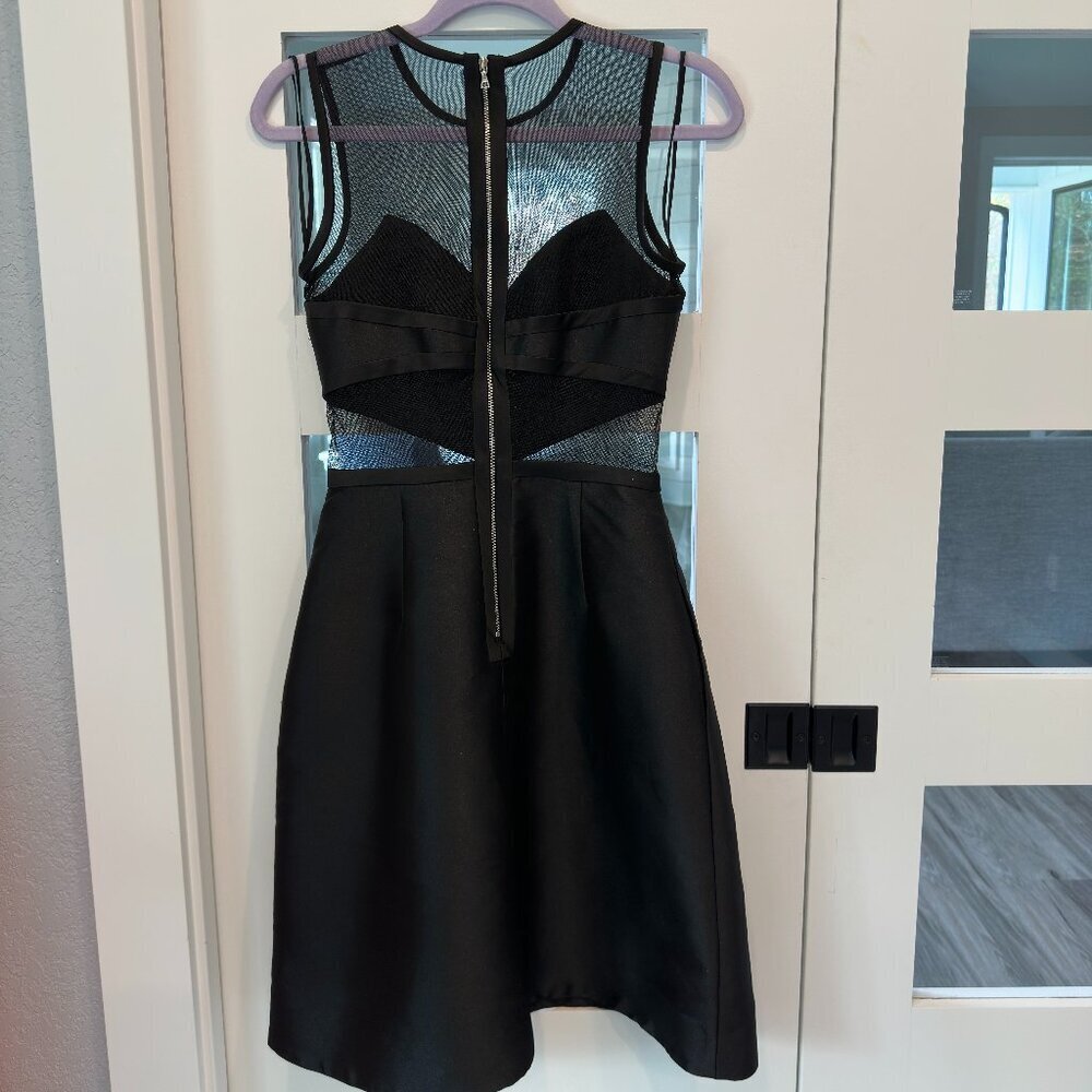 Theia Black Formal Satin Cocktail Dress Size 2 - Picture 3 of 6